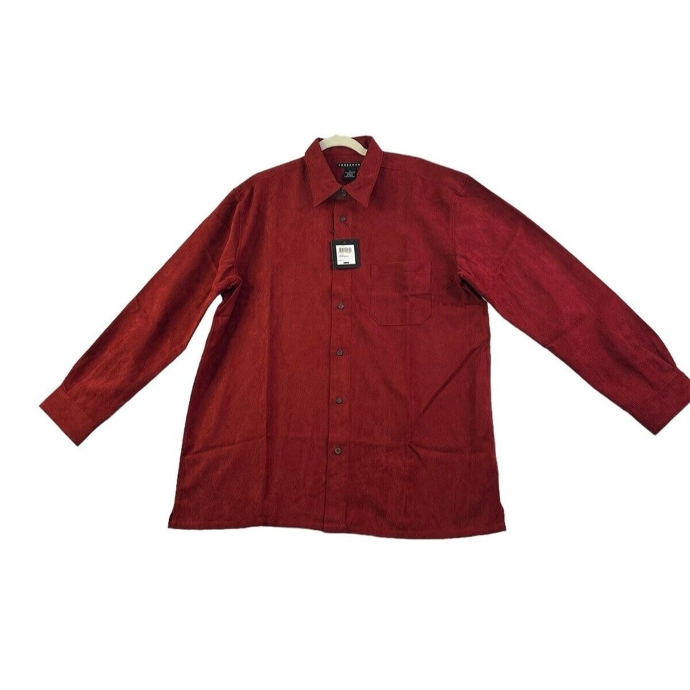 Consensus Sportswear Men's Long Sleeve Vintage Red Corduroy Shirt Size LG‎ NWT